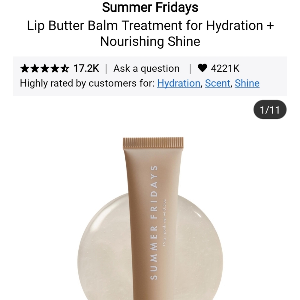 NIB SUMMER FRIDAYS LIP BUTTER BALM IN VANILLA